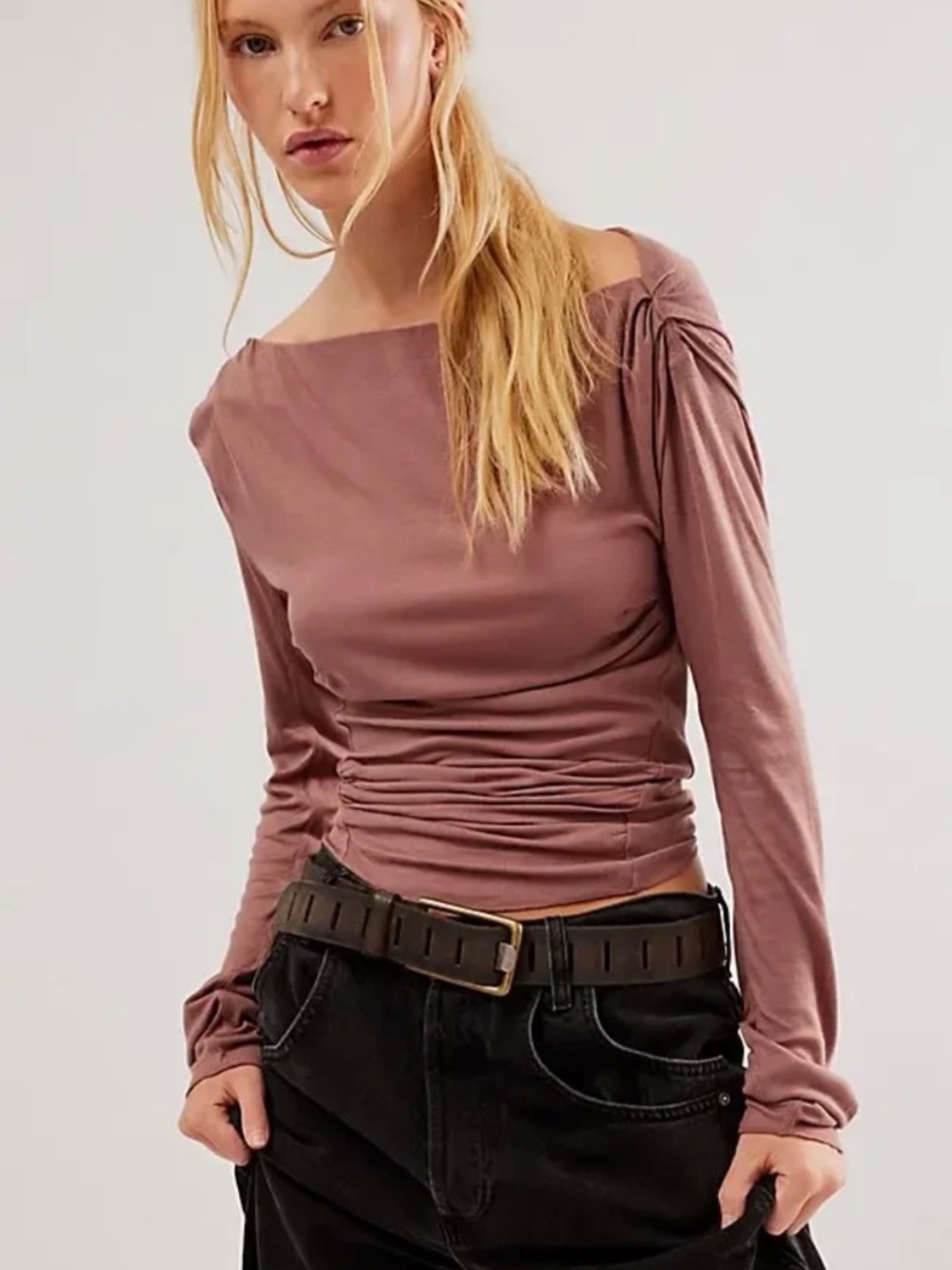 Free People Intimately Night We Met Top Long Sleeve Withered Rose Size Large